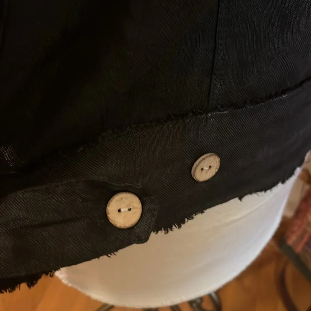 Tina Stephens Black Linen Jacket Classic Denim Style - Picture 11 of 14